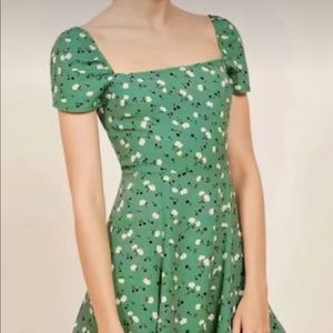 Reformation Green square neck dress